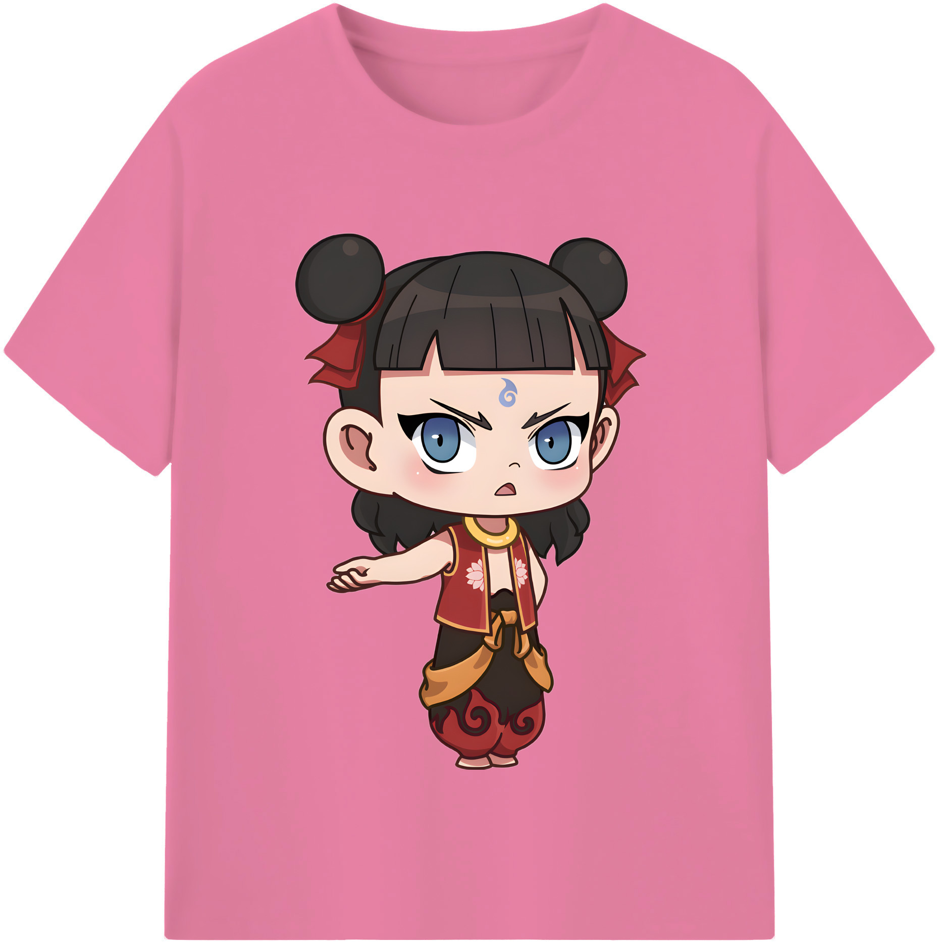 （画像用） Ne Zha 2 ナタ 魔童の大暴れ 綿100％半袖Tシャツ（フロントプリント）